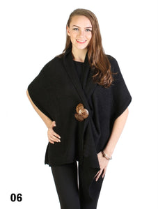 Multi-Functional Knitted Cape With 3 Wooden Buttons
