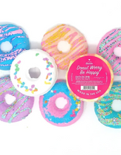 Load image into Gallery viewer, Feeling Smitten Donut Worry Be Happy Bath Bombs