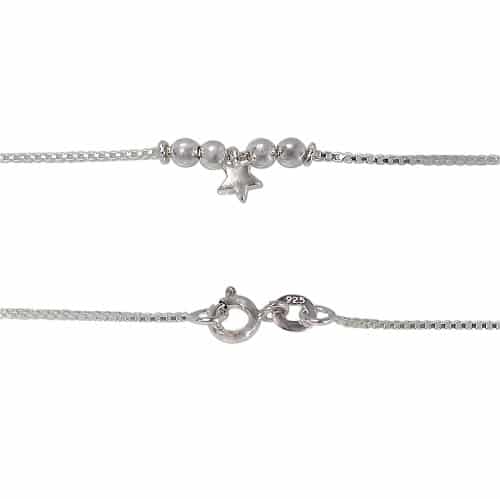 Sterling Silver Star & Bead Anklet