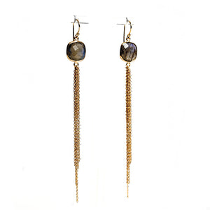 Aurora Earrings Gold Labradorite