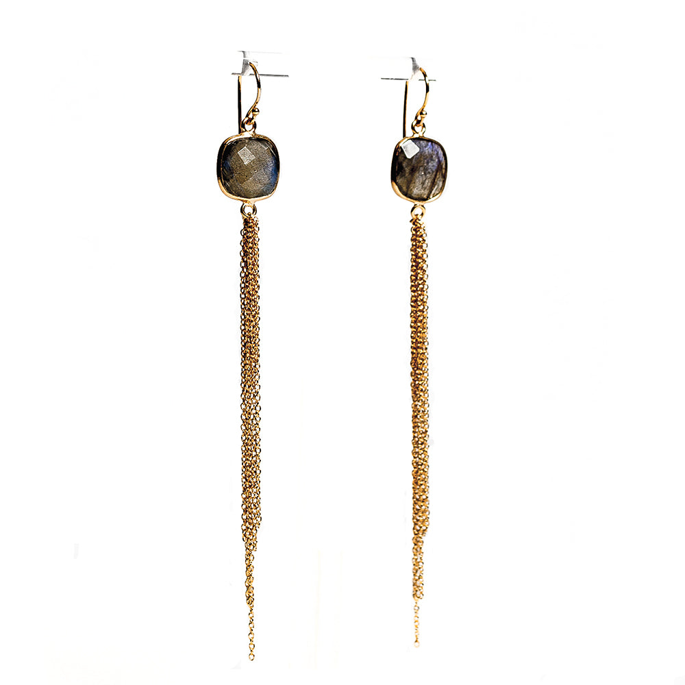 Aurora Earrings Gold Labradorite