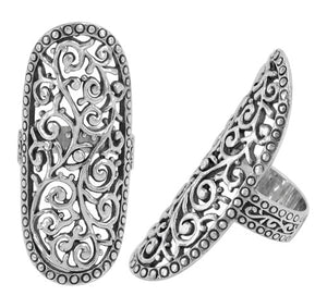 Sterling Silver Long Filagree Ring