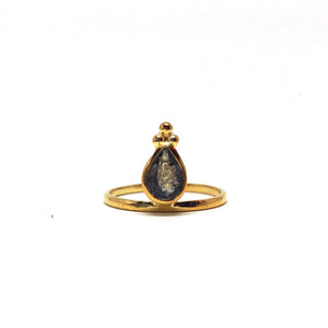 Mandvi Gold Plated Labradorite Ring