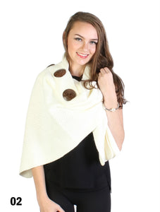 Multi-Functional Knitted Cape With 3 Wooden Buttons