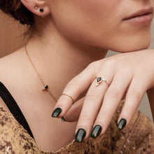 Load image into Gallery viewer, Una Gold Plated Onyx Earrings
